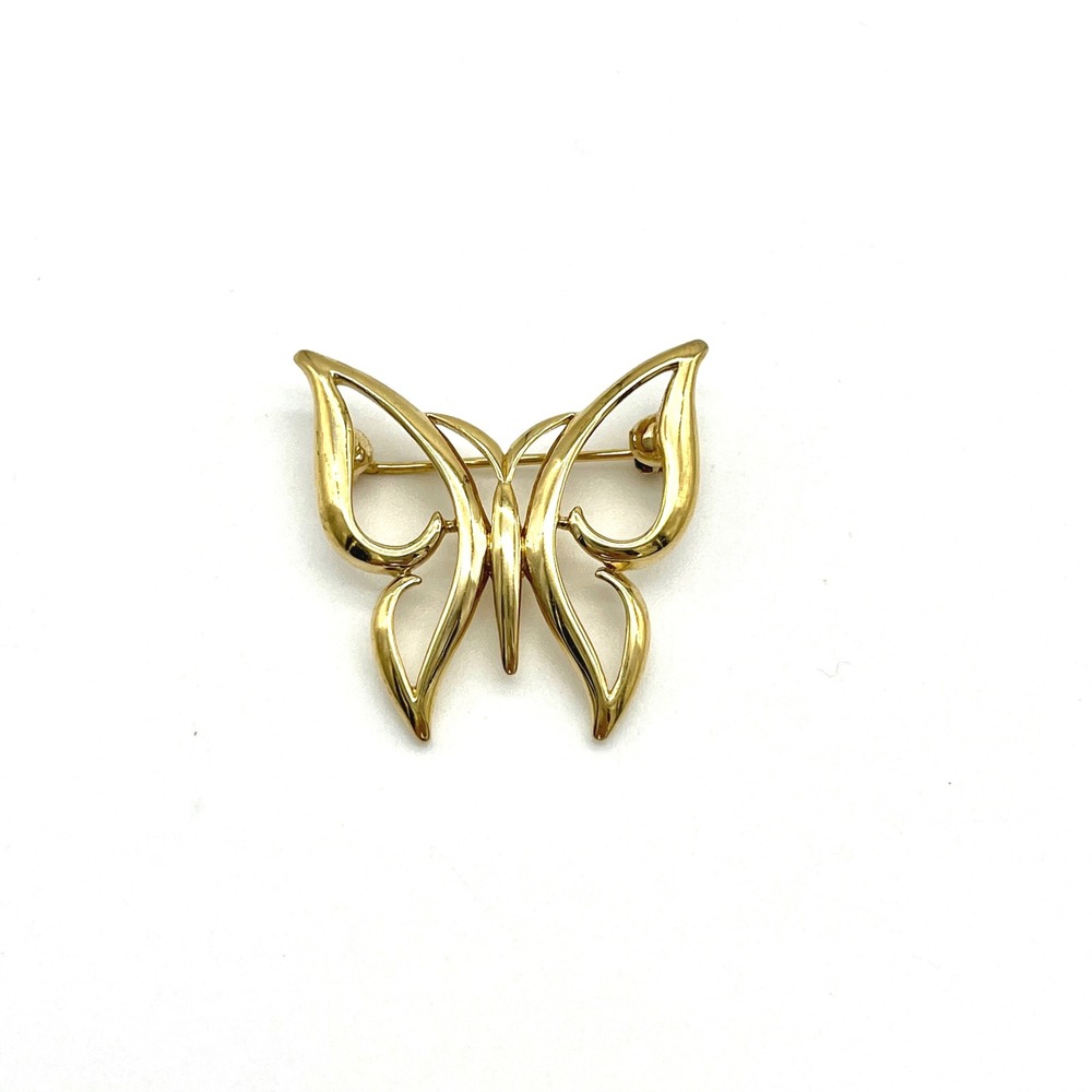 Crown Trifari Butterfly Brooch Gold Toned Openwork Design‎ Vintage Jewelry